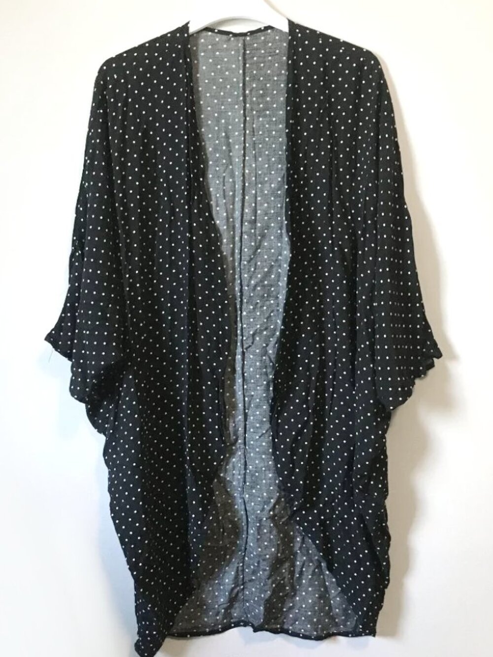 ARDENE 100% Viscose B&W Polka Dot Cocoon Kimono Cardigan M Retro Chic